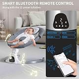HoldOneLight Adjustable Height Baby Swing with Bluetooth 5 Speeds 3 Seats Grey view 4