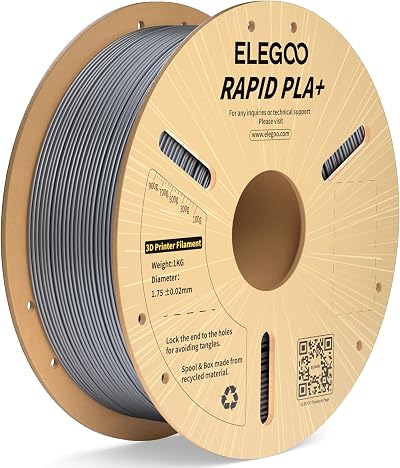 ELEGOO Rapid PLA Plus Filament 1.75mm Silver 1KG High Speed 600mm/s