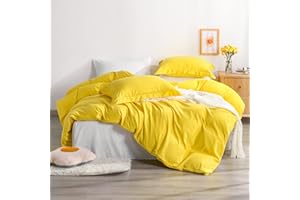NTBAY Twin Duvet Cover Set, 1 Duvet Cover and 1 Pillow Sham, Soft Brushed Microfiber Comforter Cover for Kids with Zipper Closure, Yellow