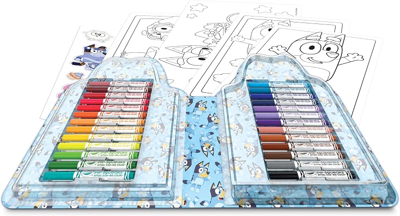 - Maletín Bluey para Colorear con Pegatinas, Set con rotuladores, Páginas para Colorear, Pegatinas, 45 Piezas, Regalo Creativo para Niños, a Partir de 5 años, 04-0784