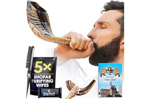 Shofar Horn Instrument – RAM Shofar Angels Musical Instrument – Half Polished/Natural (10-12, Full Set)