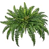 Ferns Artificial Plants 33.5" Dia. Faux Ferns for Outdoor Planter Large Fake Ferns Look Real Artificial Ferns with 60 Fronds Hanging Boston Fern Fake Plant Shrubs for Home Farmhouse Garden Porch Decor