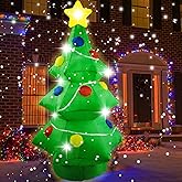 4 Ft Inflatable Christmas Tree with LED Lights Christmas Blow Up Yard Decoration Light Up Tree for Holiday Garden Lawn Outdoor Decor