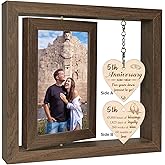 EYITUPC 5 Year Anniversary Picture Frame Gifts for Her Him, Wood 5th Wedding Anniversary Photo Frame for Wife Men Husband, Display 2 4x6 Inch