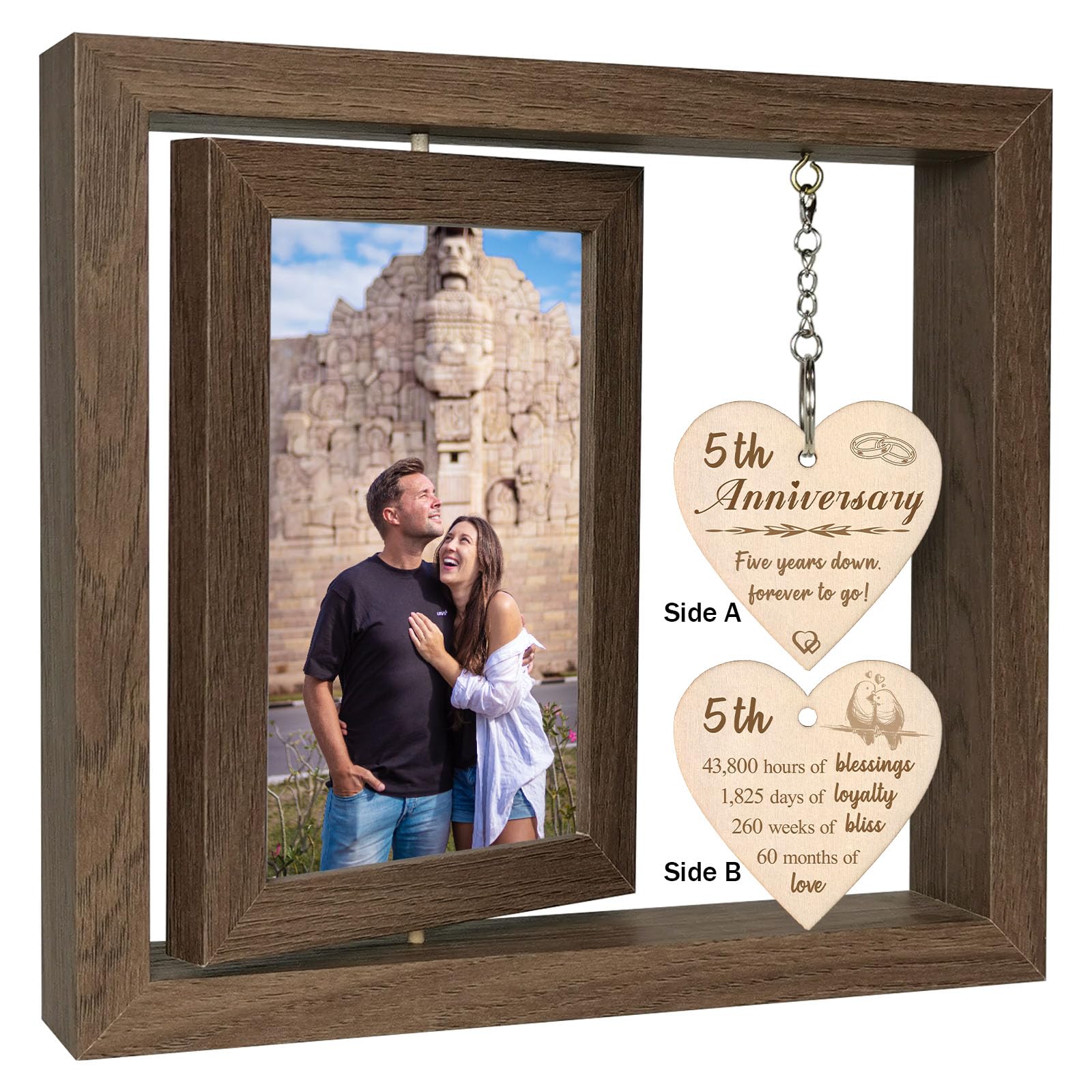 5 Year Anniversary Photo Frame Gifts, Wood 5TH Wedding Anniversary Frame Gift for Wife Men Husband (Dis Two 15x10 cm) — image 1