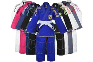 Zafco Sports Brazilian Jiu Jitsu, Kids Jiu Jitsu Gi Children BJJ Gi Grappling Kimonos Lightweight White Belt (Blue, K0)