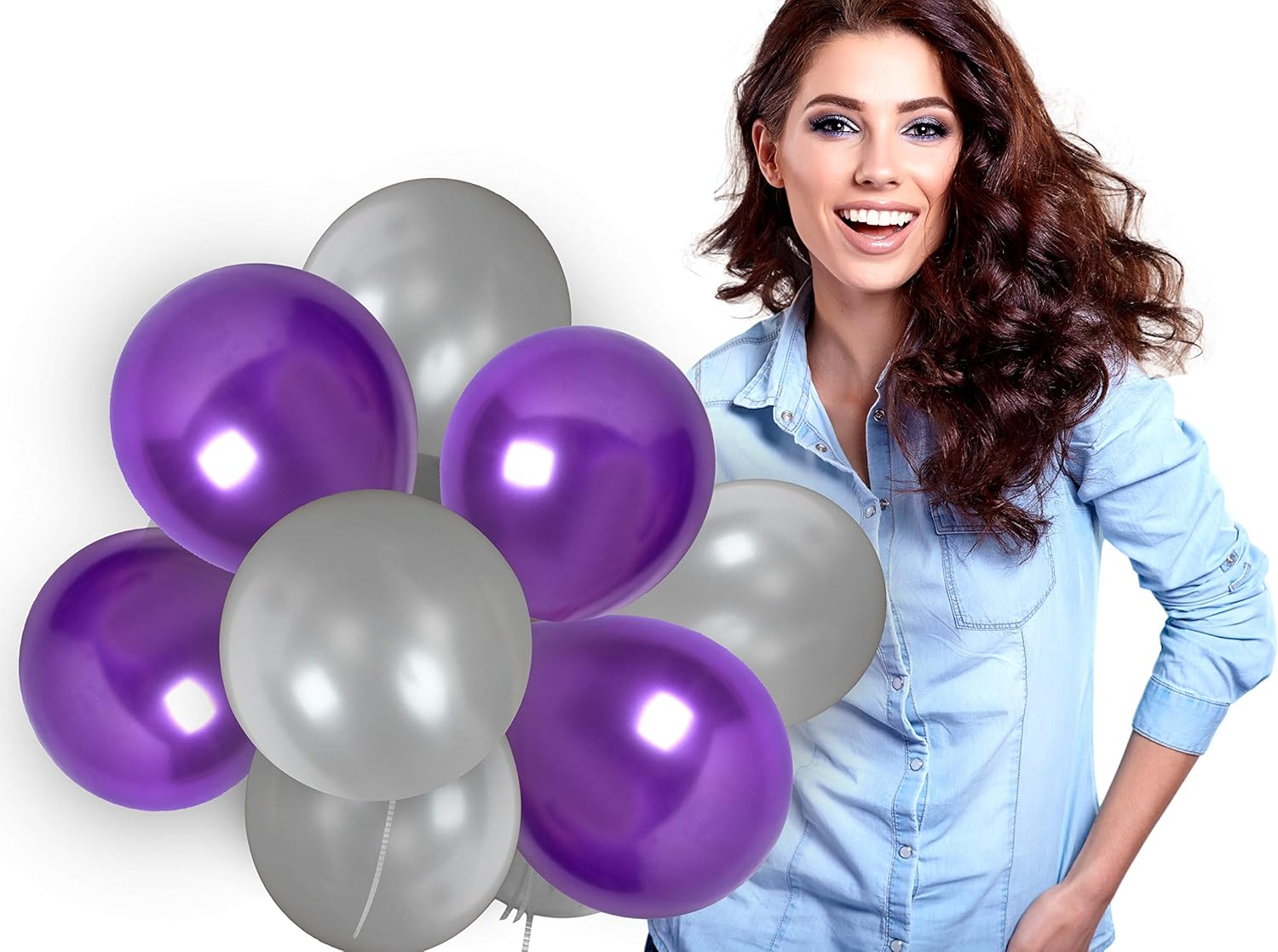 Amazon Com Metallic Purple And Silver Balloons 12 Inch Violet