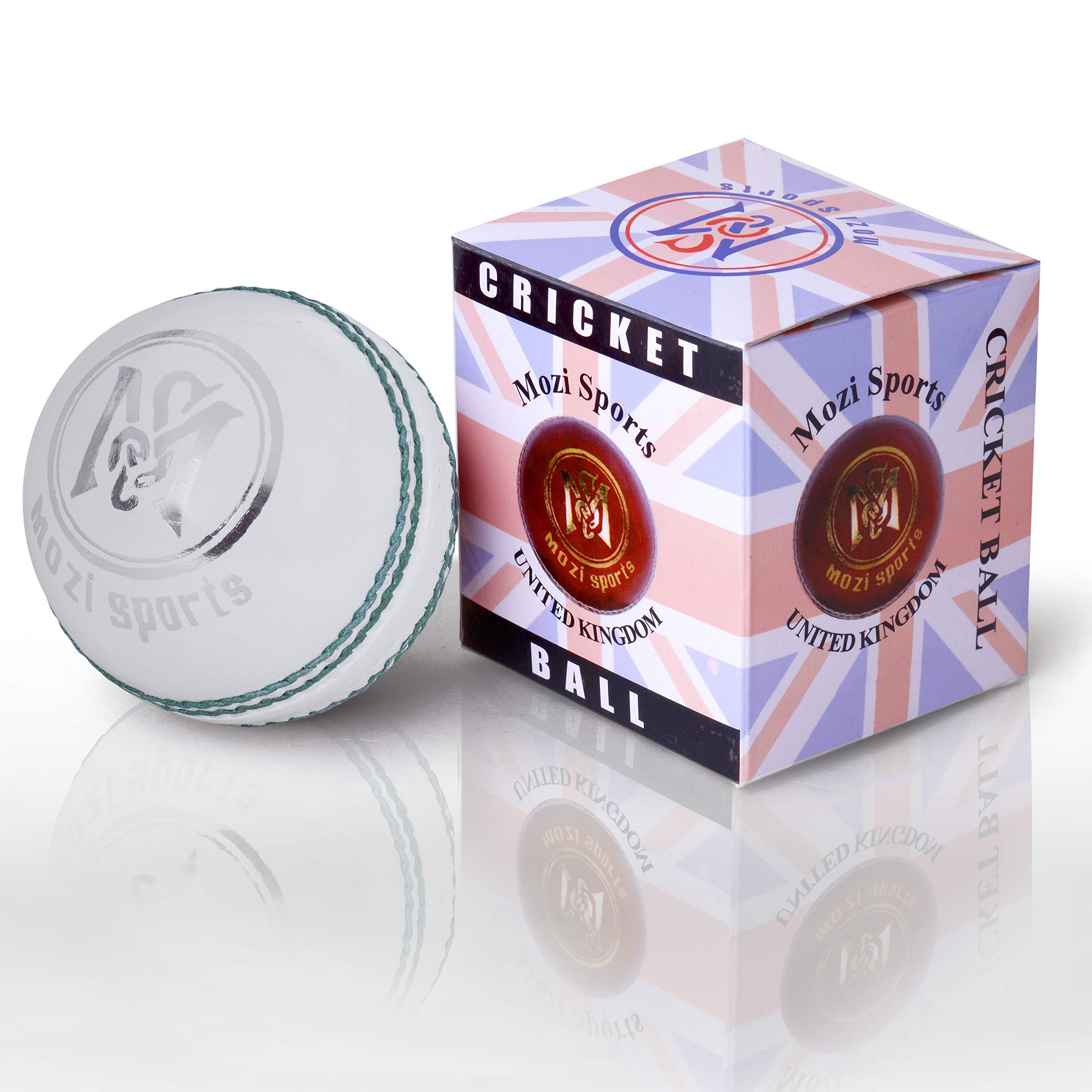 Mozi Sports® Leather Cricket Ball Senior Hand Stitched Match Quality Balls Weight 5.50oz (White)