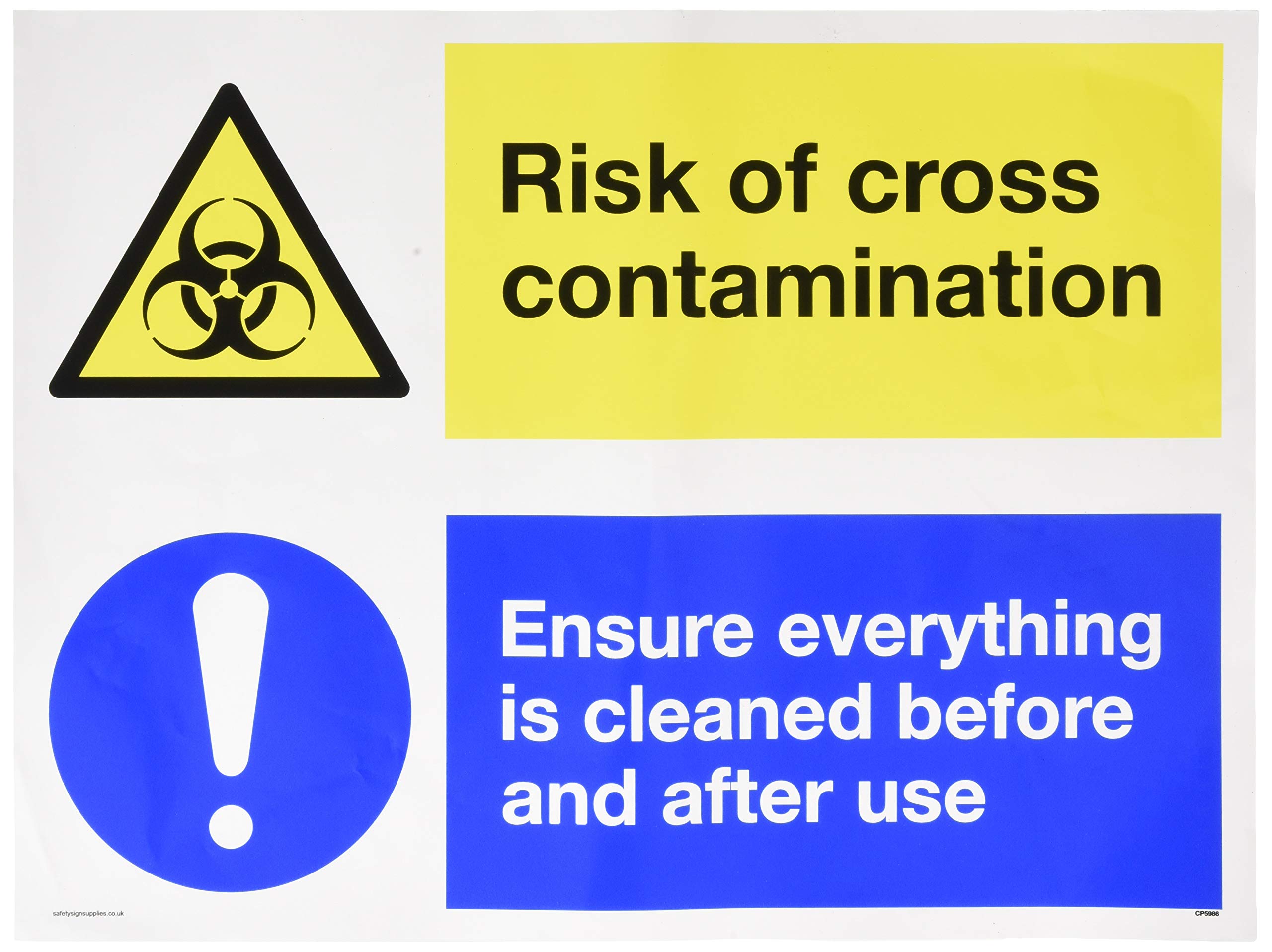 Dual sign Risk of cross contamination Ensure everything is cleaned before and after use