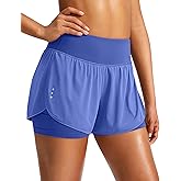 Soothfeel Women's Running Shorts with Zipper Pocket 2 in 1 High Wasited Workout Athletic Gym Yoga Spandex Shorts for Women