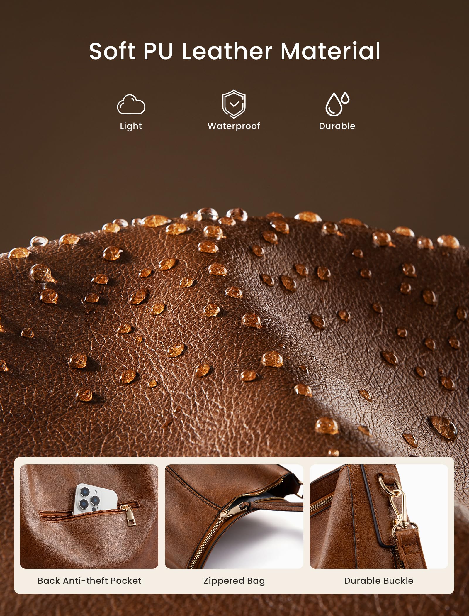 Realer Hobo Crossbody Bags for Women Designer Faux Leather Hobo Handbags Retro Large Size Shoulder Bag Bucket Purse