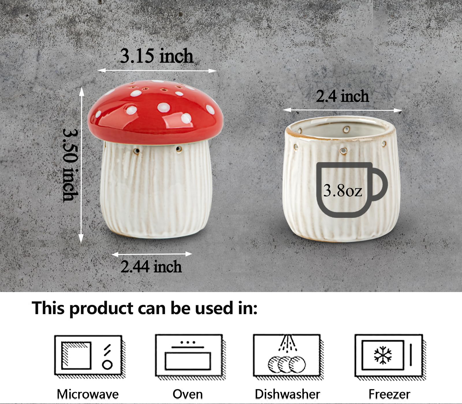 Mushroom Baking Soda Holder For Fridge Deodorizer Ceramic Baking Soda Fridge Holder Odor Absorber Container Smell Remover Cute Fridge Deodorizer Refrigerator Odor Eliminator(No Soda)