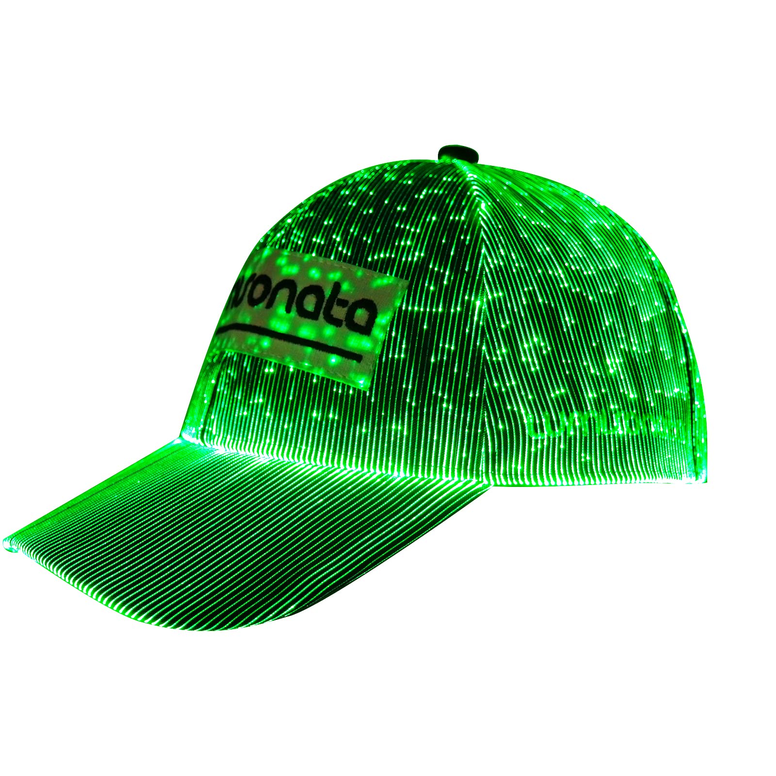 Photo 1 of lumisonata LED Cap Fiber Optic Hat EDM Baseball Caps Light Up 7 Colors Glowing Flash USB Charging Hats Rave Accessories for Party (White)