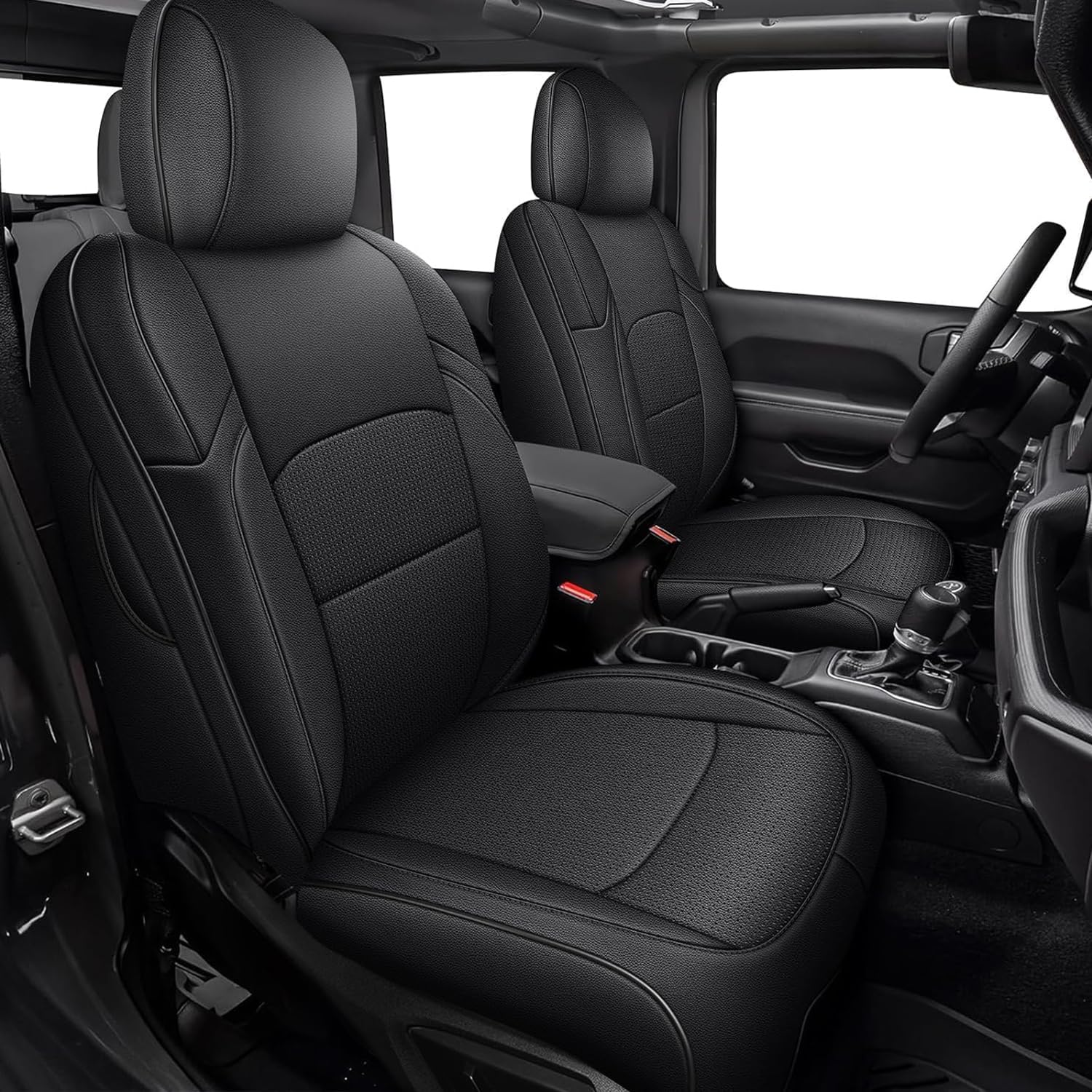 Photo 1 of ***FACTORY SEALED***AOMSAZTO Seat Covers for Jeep Gladiator JT (2020-2025) - Custom Fit Full Set Faux Leather Waterproof & Anti-Slip Car Seat Covers - Black