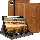 H HOLIMET Case for iPad Pro 12.9 2022 6th/5th/4th/3rd Generation 2021 2020 2018 with Pencil Holder Pocket Soft TPU Back Shockproof, Auto Sleep/Wake, Vegan Leather