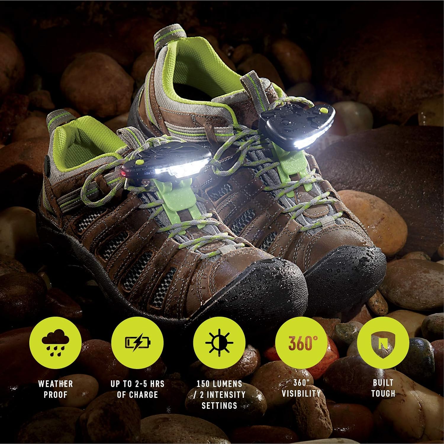 Night Runner 270 Shoe Lights - Rechargeable & Waterproof Battery Light for Runners, Dog Walking, Hiking - Best Safety Running Gear for High Visibility at Night Time or Low Light