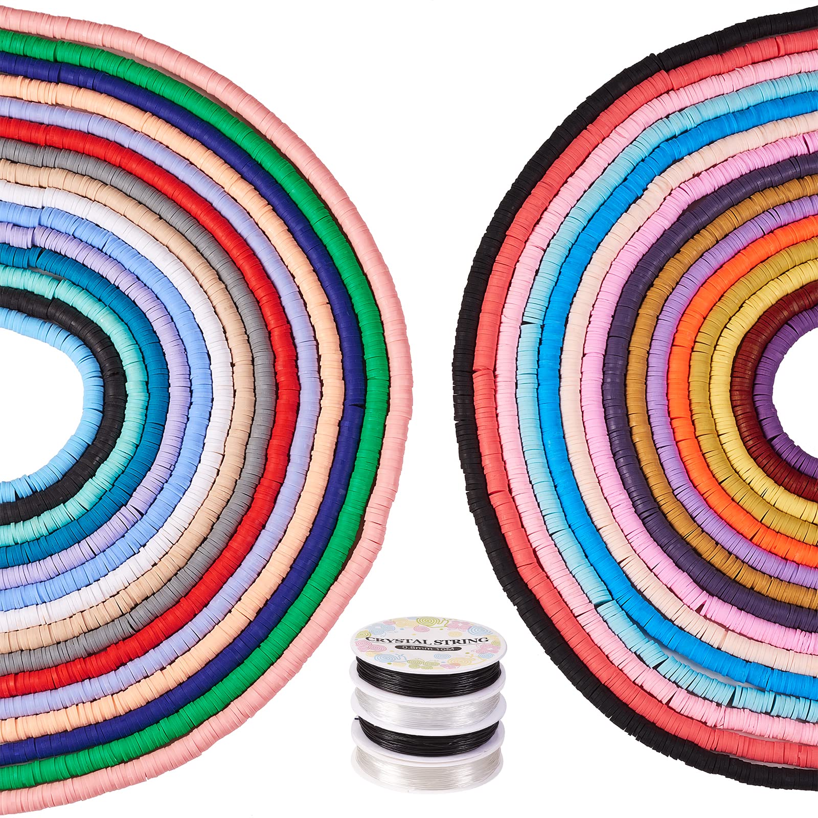 30 Colors 30 Strands Vinyl Disc Beads, 6mm Polymer Clay Beads, Heishi Clay Beads for Bracelets Making, for Boho Earring Necklace Choker Bracelet Keychain Phone Lanyard