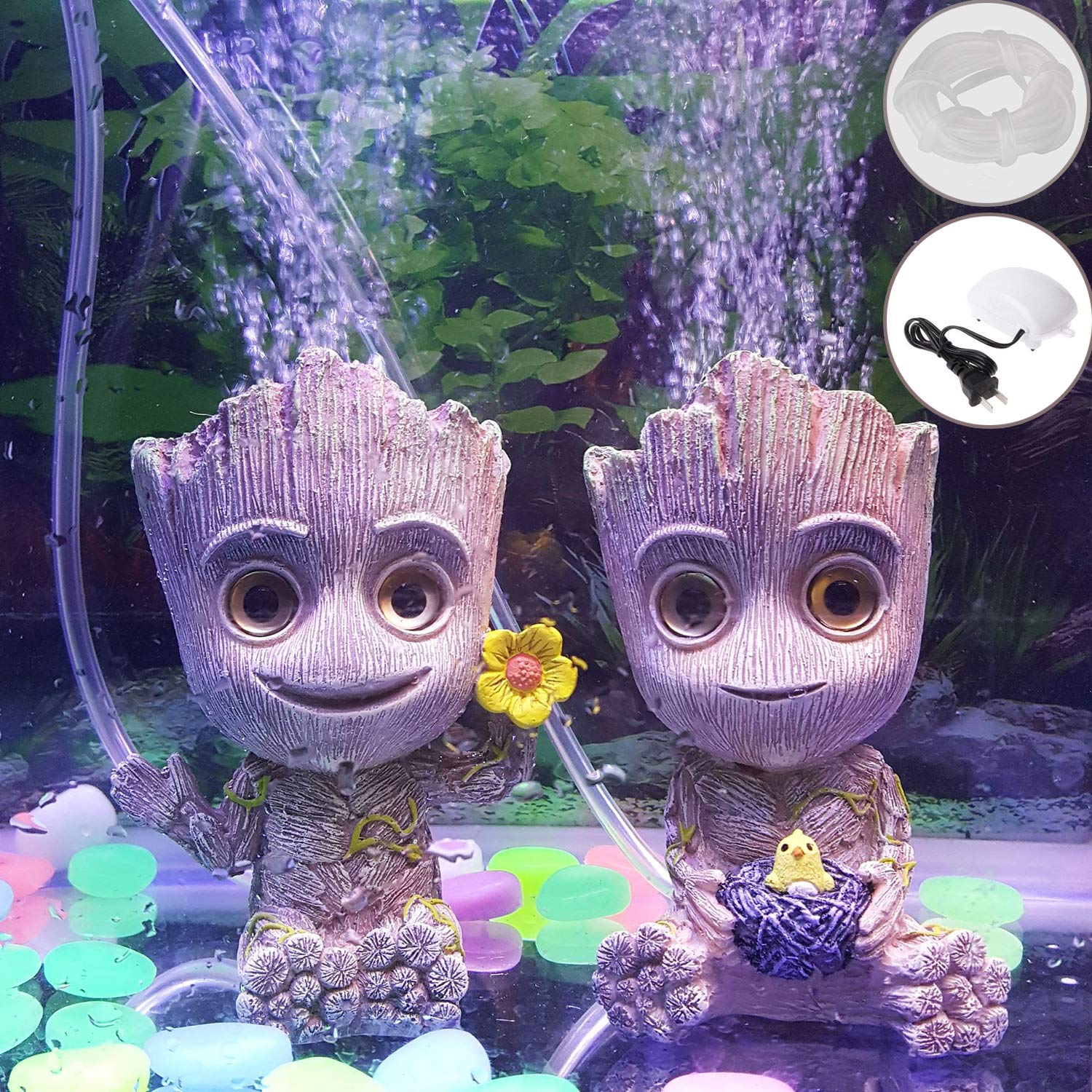 Aquarium Groot air Bubbler Decorations,Jellyfish Ornament  Decoration,Aquarium Decorations, Home Aquarium Ornament for Aquarium Fish  Tank - Main Image