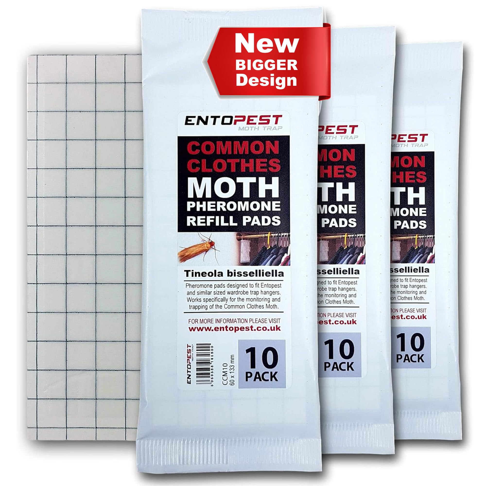Entopest 30-Pack Clothes Moth Monitoring Traps – Refill for Room & Wardrobe Hanger Units – For Detection of Tineola bisselliella