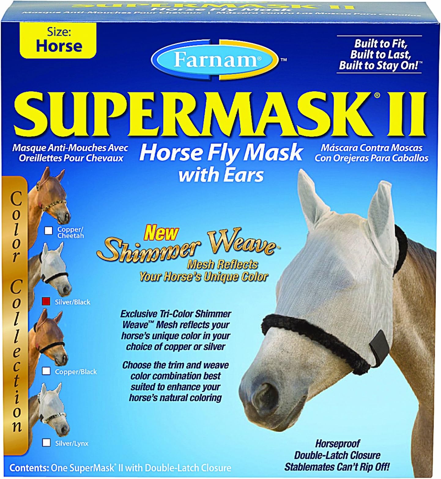 FARNAM COMPANIES INC 100503759 SUPERMASK II WITH EARS SILVER/BLACK HORSE