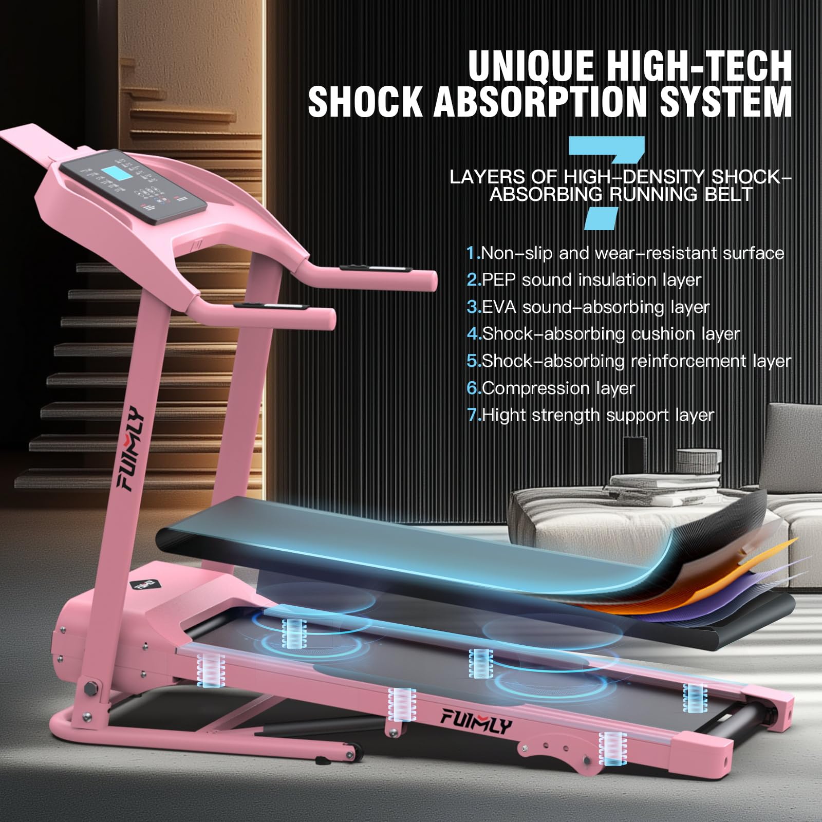 Treadmill with Incline, FUNMILY 3.5HP Heavy Duty Folding Treadmill for Home, 350 lb Capacity Walking Running Machine with Smart Fitness Tracking, 12 Preset Programs, LCD Display, 2 Control Methods