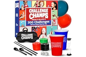 Challenge Champs Action Party Game – 200 Skill Challenges for Team Building, Family Game Night | Complete Set for Adults, Teens, Kids 8+ with 10+ Accessories | Competitive Group Activity