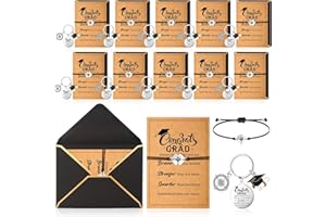 Remuuly 10 Set Graduation Gifts Compass Bracelet with Keychain Envelope 2024 Graduation Gifts Adjustable Compass Bracelet Unisex Bracelet with Inspirational Card for Graduation Inspire Gifts