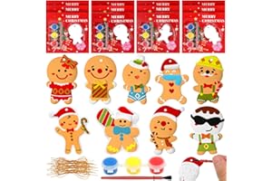 Syhood 36 Set Ceramic Painting Kit Paint Your Own Plaster Holiday Crafts Ornaments with Greeting Cards Xmas Gifts Exchange for Christmas Party Decor(Gingerbread Man)