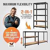 Monzana 5 Tier Heavy Duty Garage Shelving Unit 180x90x40cm Galvanised Steel view 6