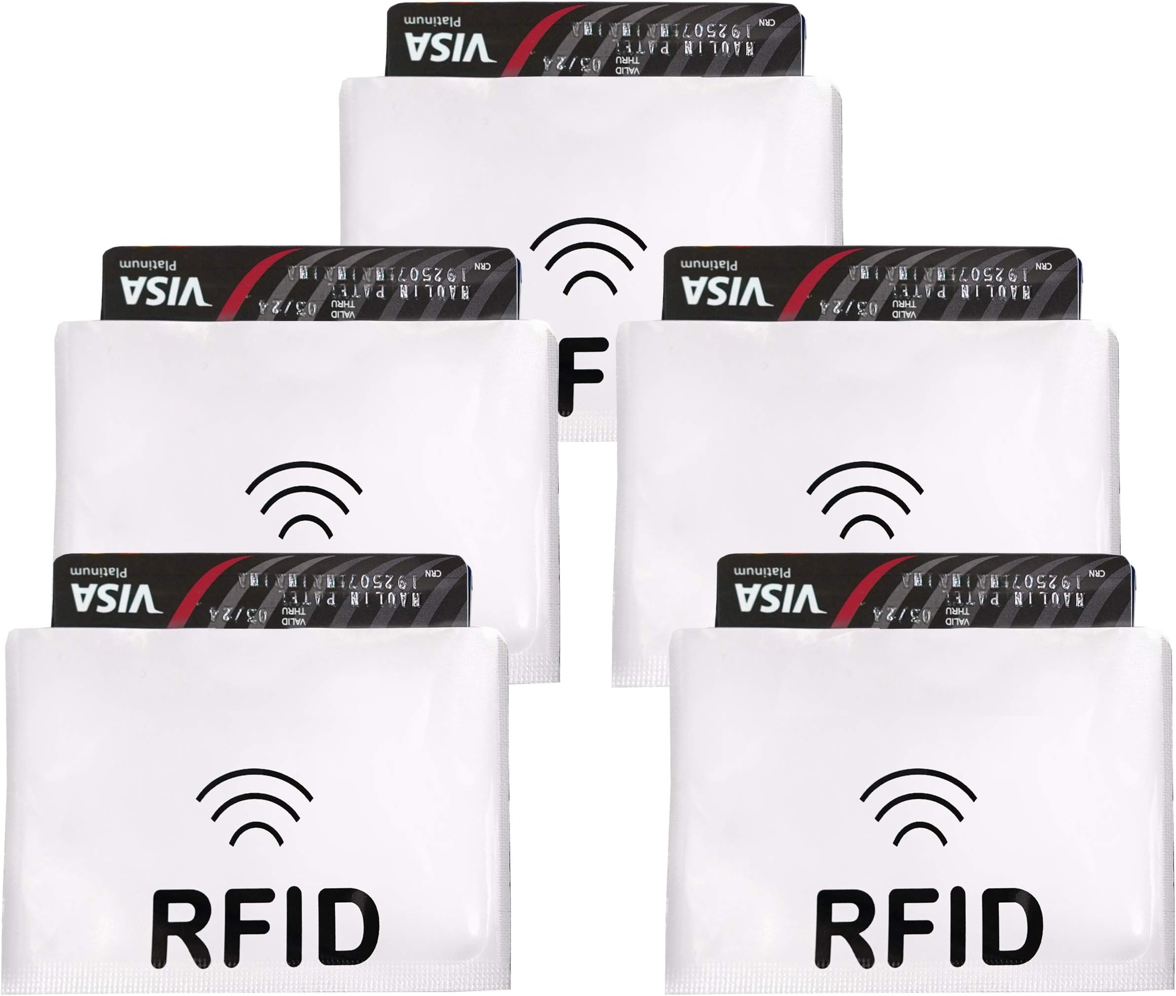 iParn Horizontal RFID Sleeves Credit Card Sleeve – Credit Card Protector Sleeves Blocks Credit Cards Electronic Pickpocketing – Silver RFID Credit/Debit Card Sleeves-5 Pcs