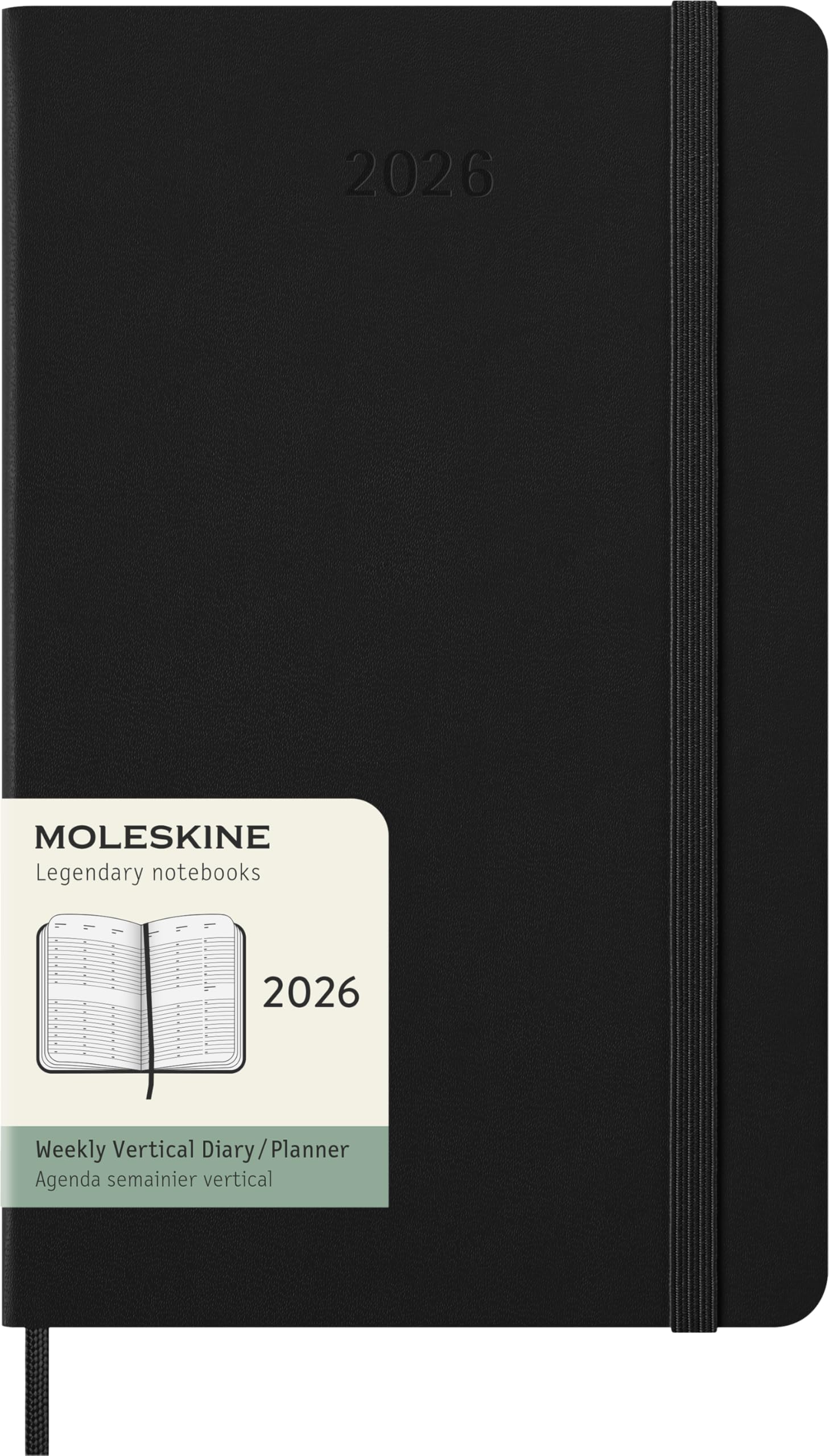Moleskine DHB12WV3Y26 Notebook, Starts From January, 12 Months Weekly Diary, Vertical Large Size (W x H x D): 5.1 x 8.3 inches (13 x 21 cm), Hard Cover, Black