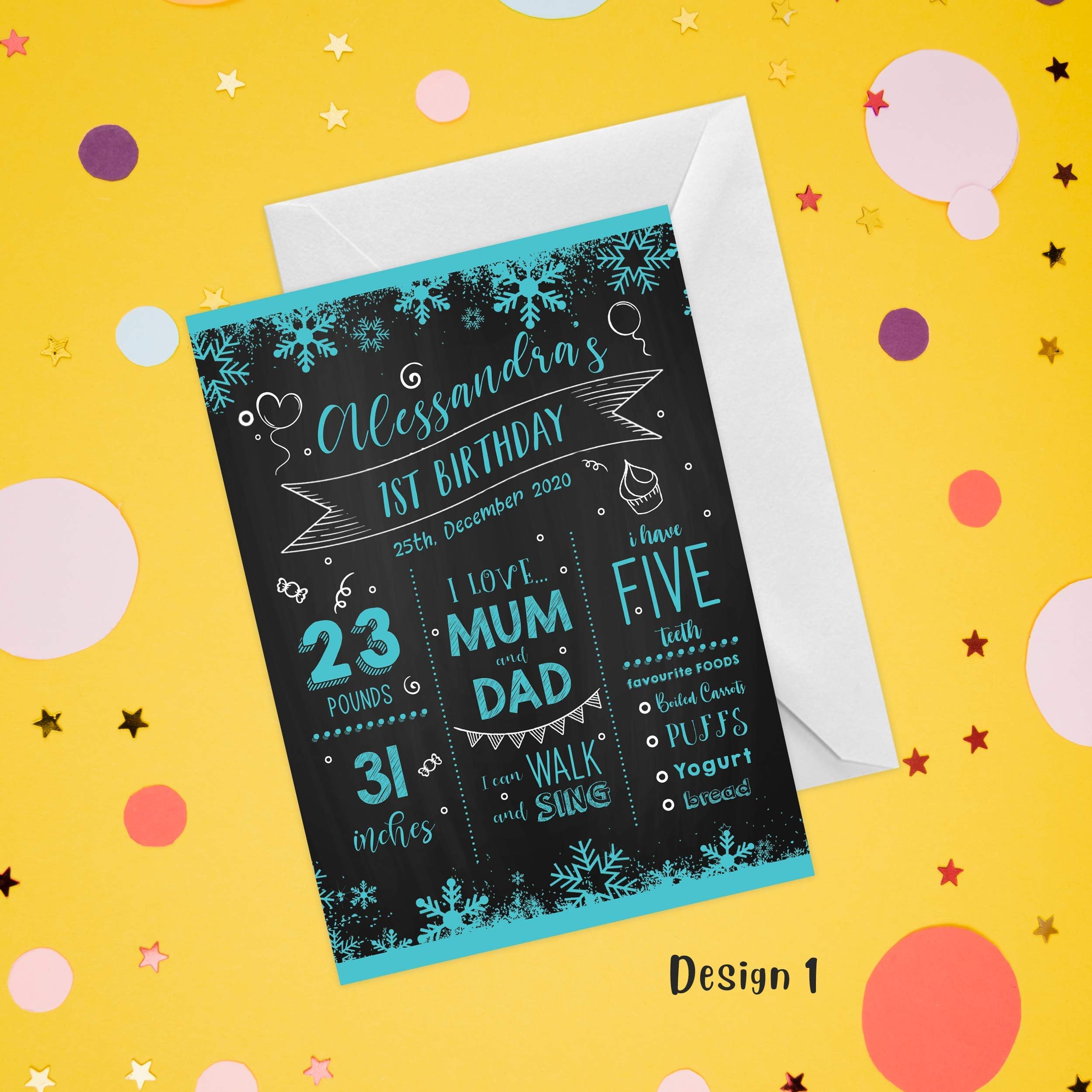 Personalised Milestone 1st Birthday Invitation and Thank You Cards