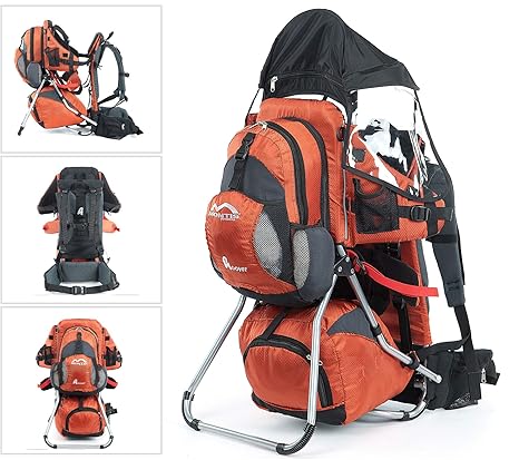 Montis Kindertragen (Babytrage, Wandertrage, Rückentrage, Tragerucksack, Kraxe, Baby Carrier) geeignet für Babys & Kleinkinde