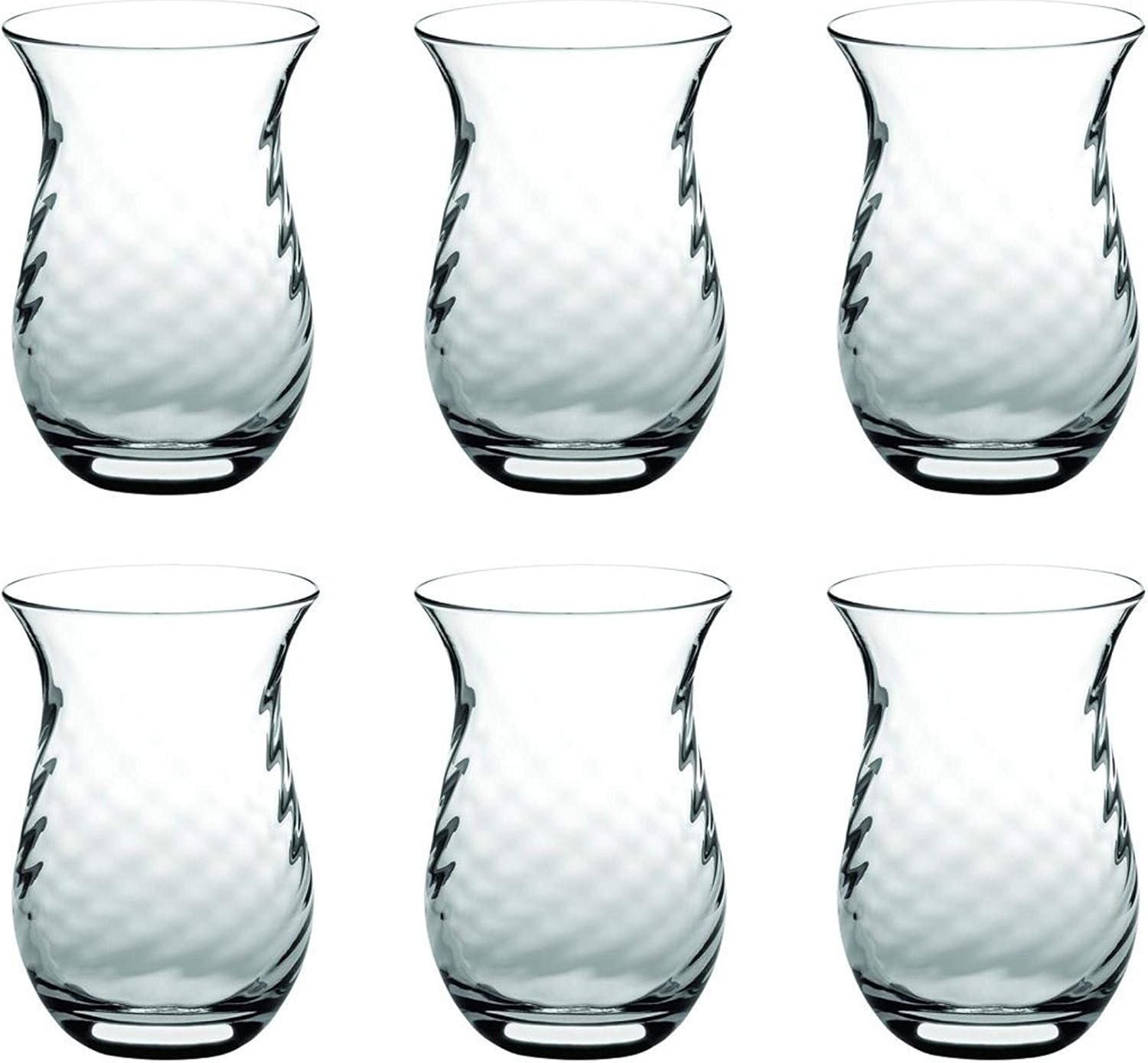 Pasabahce Galata Optikli 42371 large Turkish tea glasses with swirl