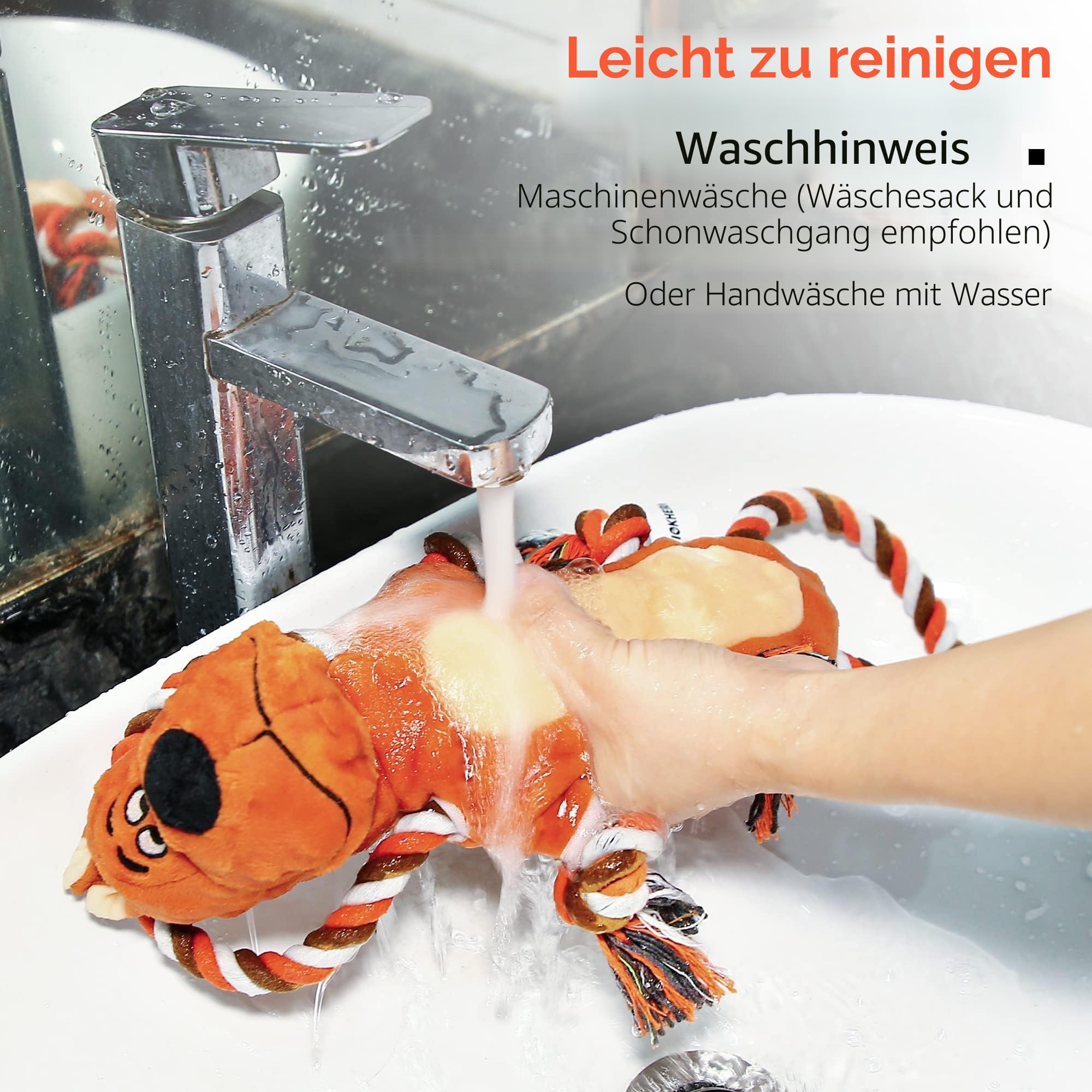 IOKHEIRA Hundespielzeug Unzerstörbar Weihnachten - Quietschend Tau Seil Robust für Große Kleine Hunde, Interaktives Stofftier Quietschendes & Kuscheltier zur Beschäftigung, Zerren für Welpen Braun‌ 6