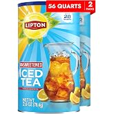 Lipton Unsweetened Lemon Iced Tea Mix, Makes 28 Quarts, Pack of 2 | Crafted with real tea leaves , Zero calories, and No artificial flavors, added sweeteners or colors.