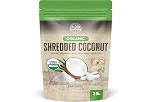 Organic Fine Shredded Coconut Flakes - 2 lb, Unsweetened, Desiccated, Coconut Shreds for Baking, Smoothies and Cereals | Fine, Raw and Dried Coconut, Non-GMO, Vegan, Gluten Free - Ava Farms