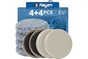Kayzn Furniture Sliders, Multi-Surface Furniture Movers Sliders for Carpet and Hardwood Floors, 4 Pack 3 1/2" Moving Pads and 4 Hardwood Socks, Slide Furniture on Any Surface Easily!