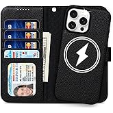 MEFON for iPhone 16 Pro Max Detachable Wallet Case Flip Leather Folio with 4 Card Holder, RFID Blocking, MagSafe Compatible, Microfiber Lining, Wrist Strap, Lightweight, for Women/Men (Classic Black)