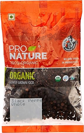 Pro Nature 100% Organic Black Pepper (Whole), 100g