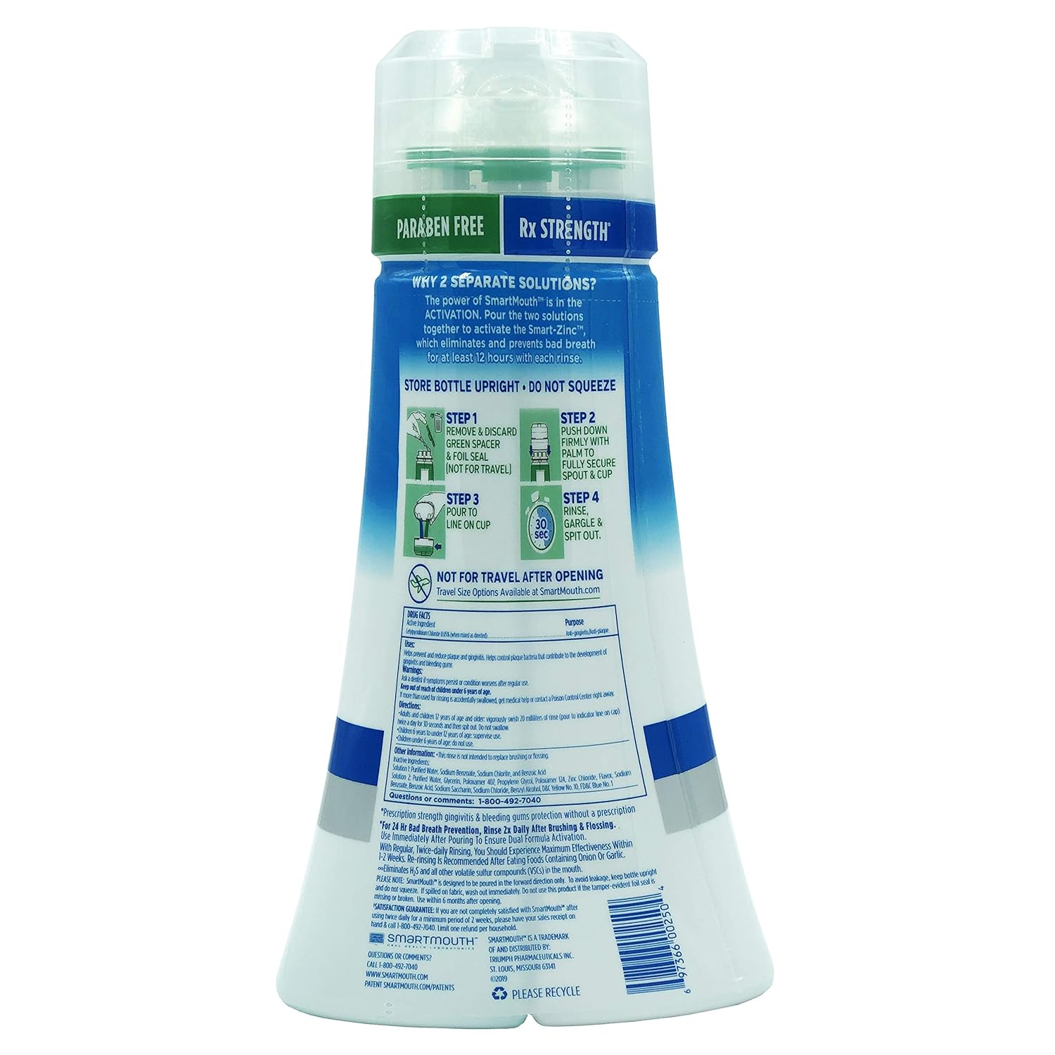 SmartMouth Clinical DDS Oral Rinse for the Treatment of Bad Breath and Protection From Gingivitis and Gum Disease, 16 oz, 2 pack : Beauty
