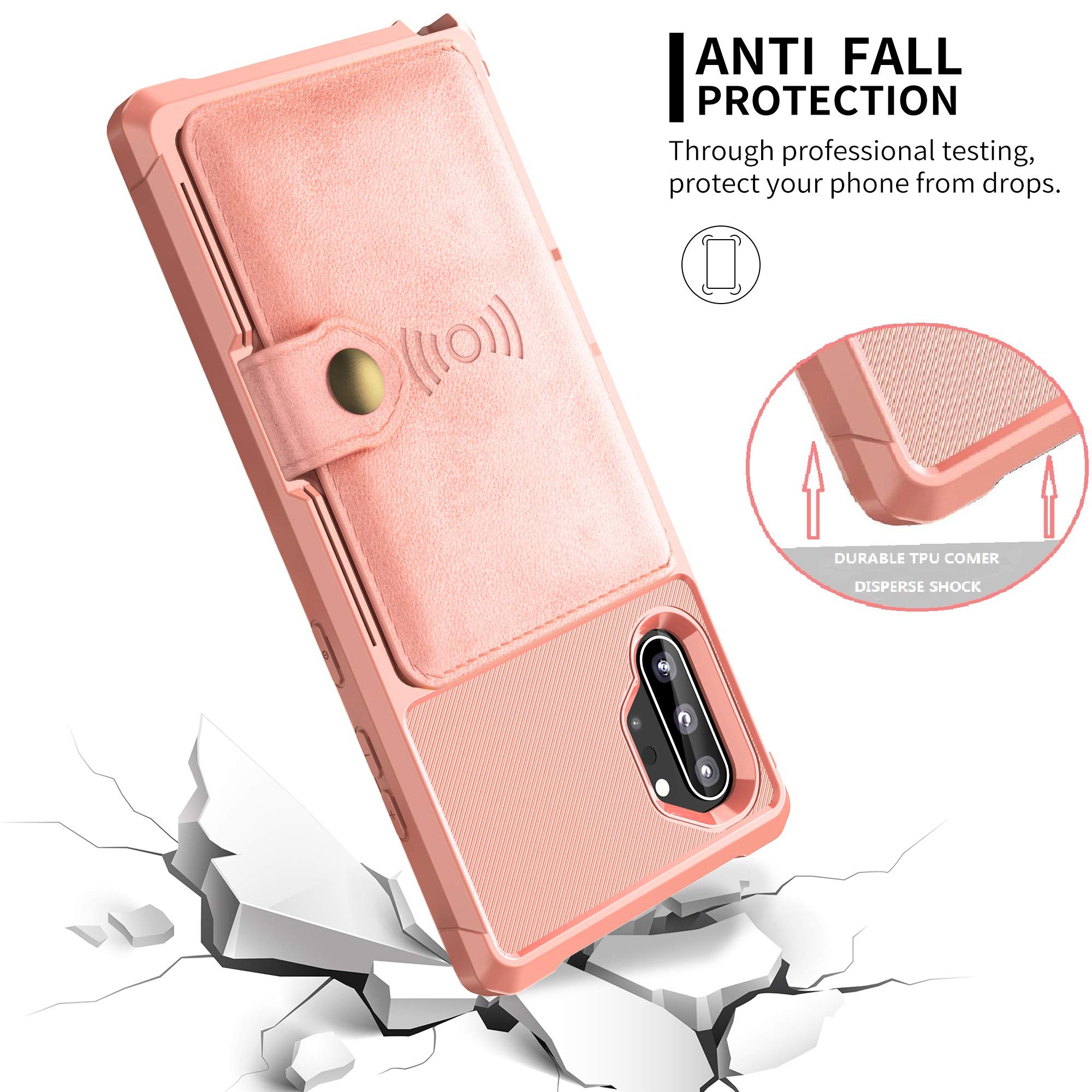 Galaxy Note 10 Plus Wallet Case, Sumsung Note 10+ Flip Leather Kickstand Fit Magnetic Wireless Car Charger Mount Slim Durable Shockproof Protective Card Slots Holder Case Cover (Pink)