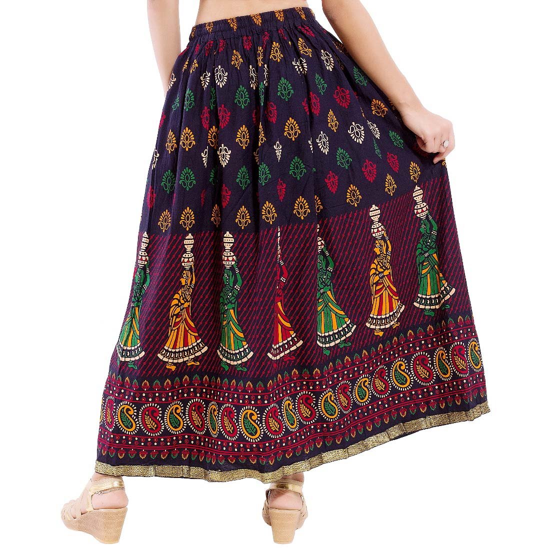 decot paradise women's cotton print skirt (skt312, blue, free size)