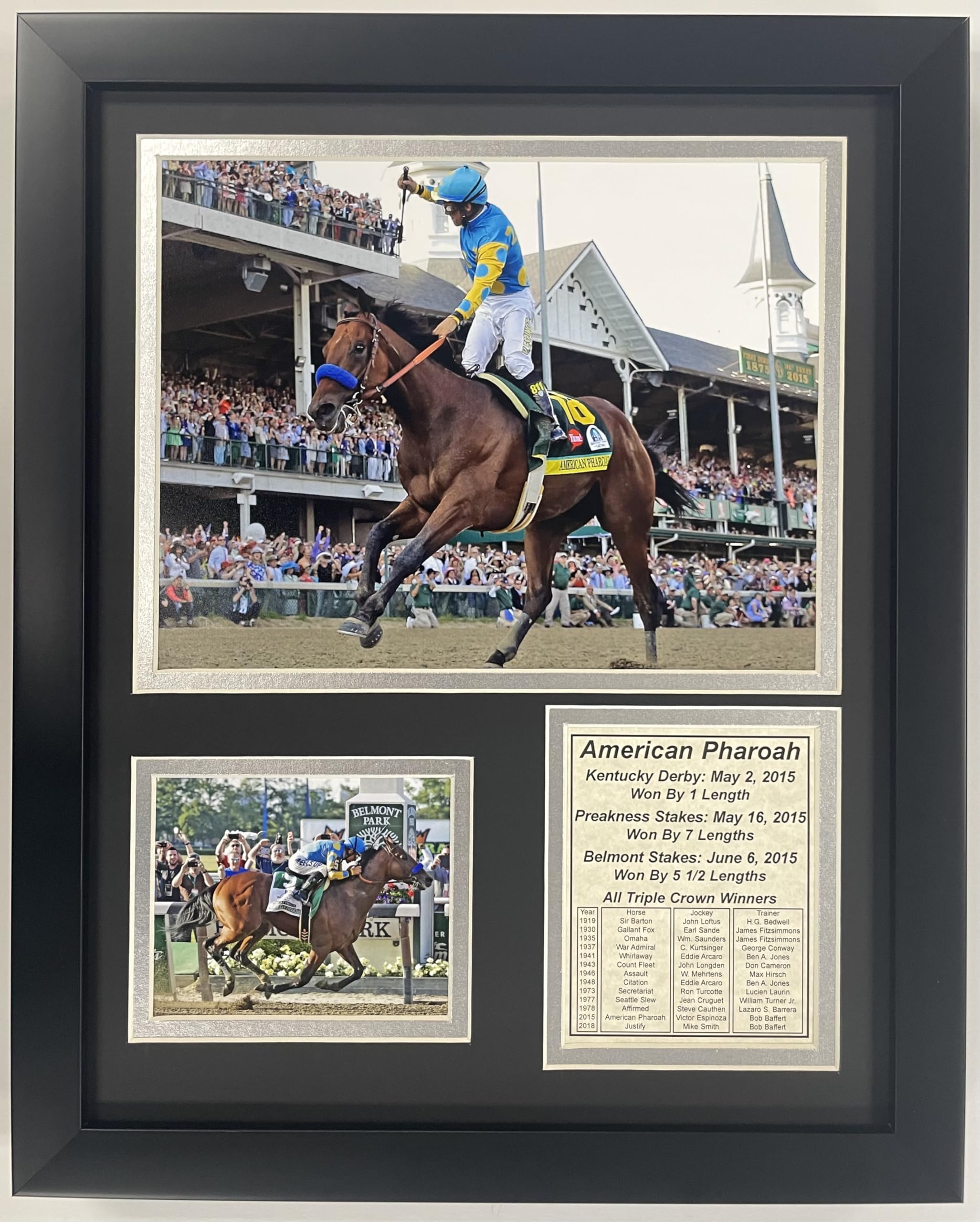 Legends Never Die American Pharaoh 2015 Triple Crown Winner Framed Photo Collage, 11" X 14"