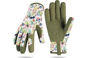 Baidast Gardening Gloves for Women Garden Gloves for Womens Thorn Proof for Women's Gifts Digging Planting Pruning Weeding(Green+White)