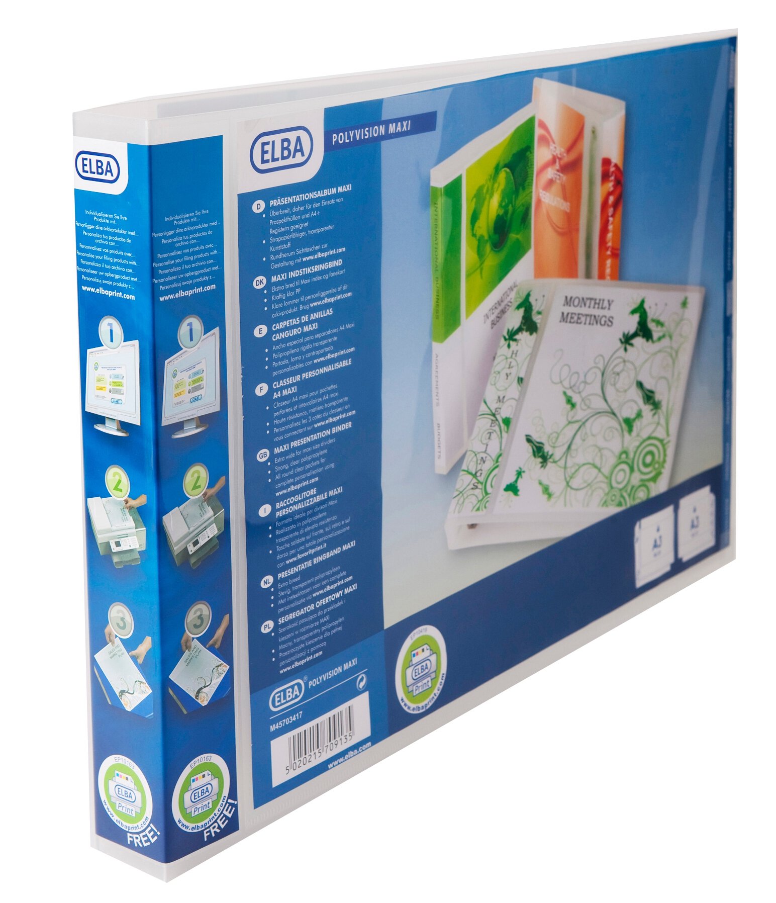 Elba Polyvision Maxi Presentation Binder Polypropylene 4 D-Ring 30mm Landscape A3 Ref M45703417 [Pack of 5]