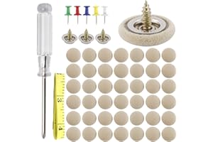 HighFree 60 Set of Automotive Car Roof Headliner Repair Button Pins Kit, Universal Auto Roof Snap Rivets Retainer for Car Roof Fixed, with Installation Tool, Fit All Cars (Beige Flannelette)