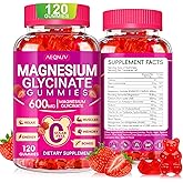 Magnesium Glycinate Gummies 600mg, Chewable Sugar Free Potassium Magnesium Gummies with Magnesium Glycinate, Vitamin D, B6 and CoQ10 for Sleep, Relaxation, Brain and Muscle, 60 Days Supply