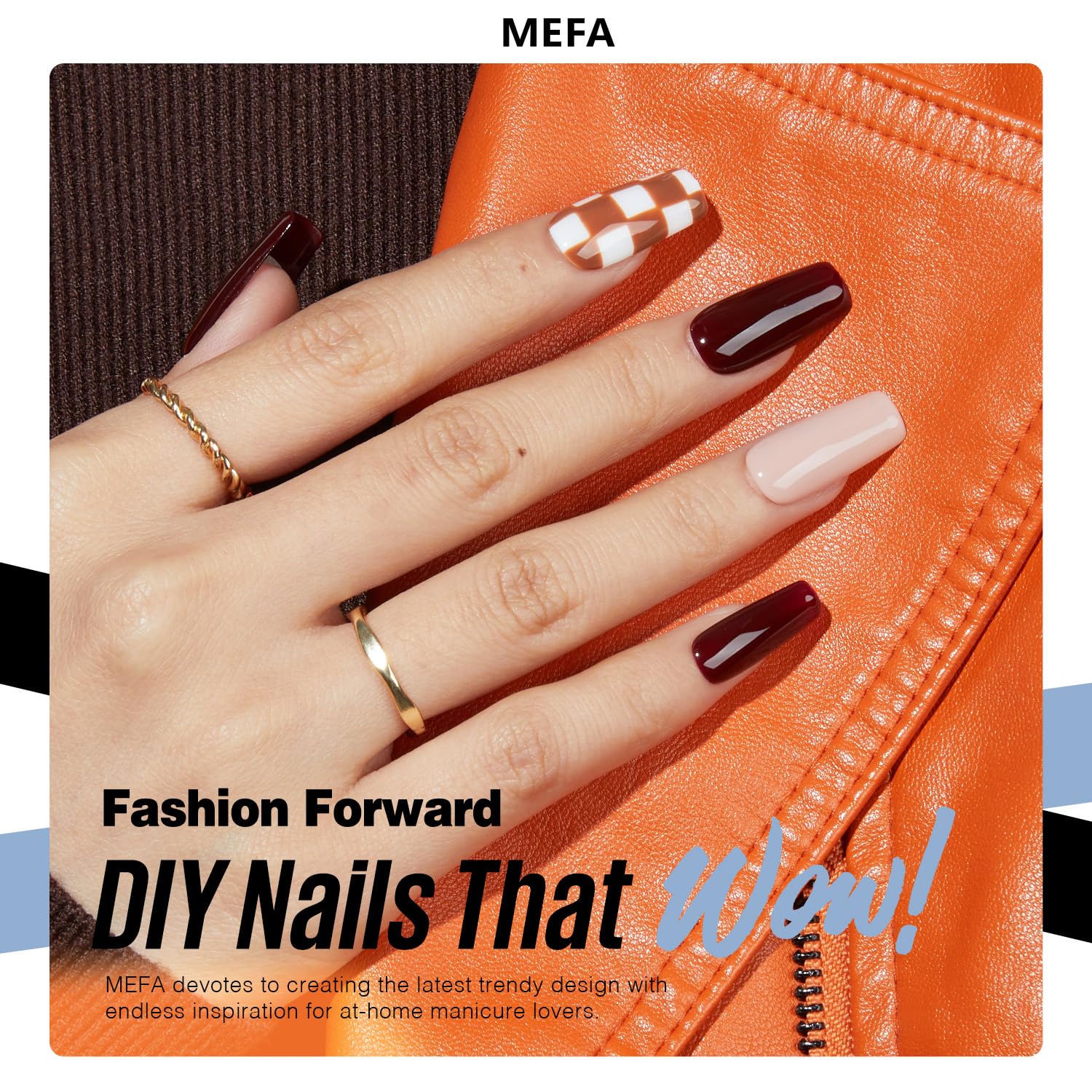 MEFA Gel Nail Polish Set, 12 Colors Orange Burgundy Red Gel Polish Set Flash Dark Red Glitter Nail Polish Shimmer Nude Brown Blue Yellow Nail Gifts for Women Girl DIY Salon Home Spring Summer - Image 2