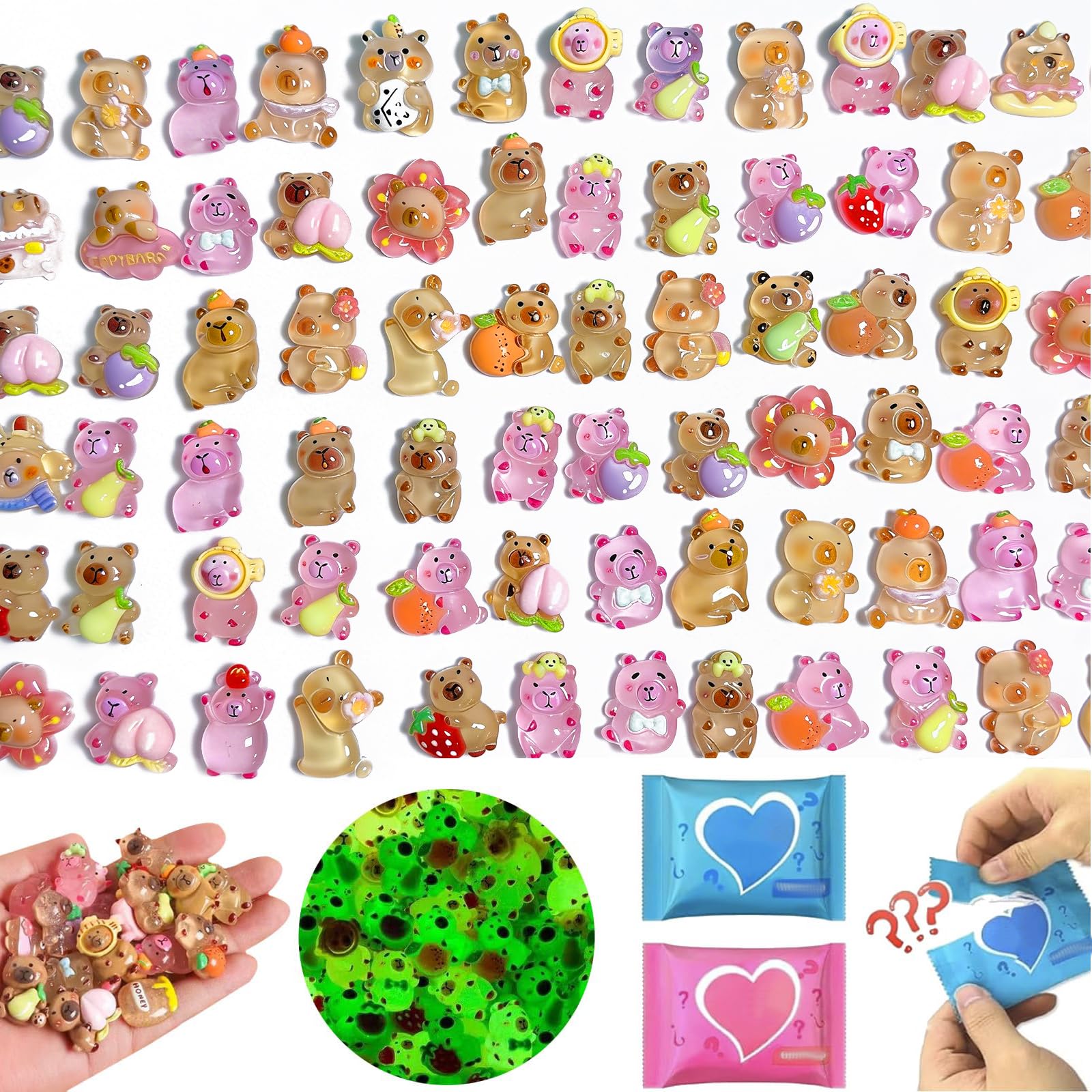Nymora 100pcs Mini Resin Animals Blind Bags Mystery Bag In The Dark For Dollhouse, Micro Garden, Aquarium, Make It Mini Animals, Mini Verse Animals โ image 1